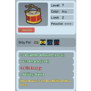 Bee Swarm Simulator Toy Drum 2% Bee Ability Pollen