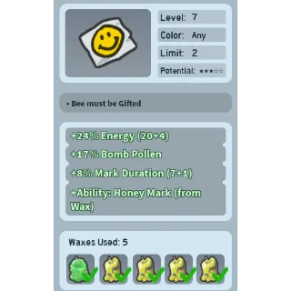 Bee Swarm Simulator Smiley Sticker with Honeymark Ability