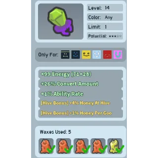 Bee Swarm Simulator Candy Ring 4% Honey at hive fully waxxed