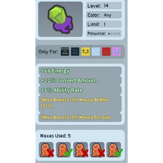 Bee Swarm Simulator Candy Ring 5% Honey at hive fully waxxed