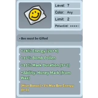Bee Swarm Simulator Smiley Sticker with Honeymark Ability