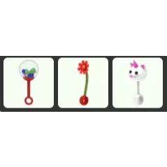 Adopt Me Caticorn Rattle + Flower Rattle + Bubblegum Machine Rattle