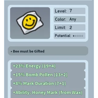 Bee Swarm Simulator Smiley Sticker with Honeymark Ability