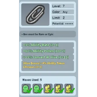 Bee Swarm Simulator Paperclip 4% ability token lifespan hive bonus