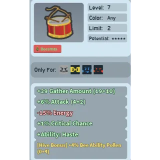 Bee Swarm Simulator 4 BAP Toy Drum