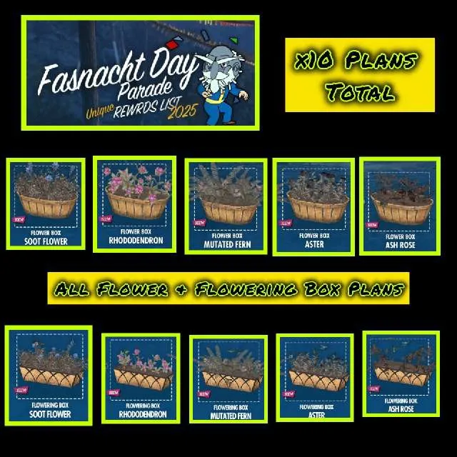 All 10 Flower Box Plans - Fallout 76 ゲームアイテム - Gameflip