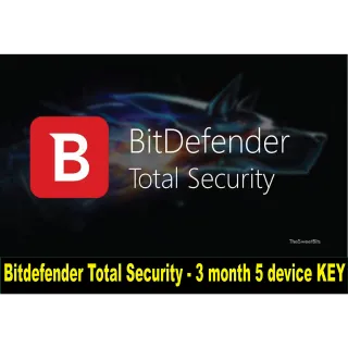 Bitdefender Total Security - 3 month 5 device KEY  anti-malware  VPN Data Breach Detection