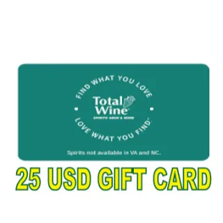 Total Wine & More 25 USD Gift card send ASAP OFFER