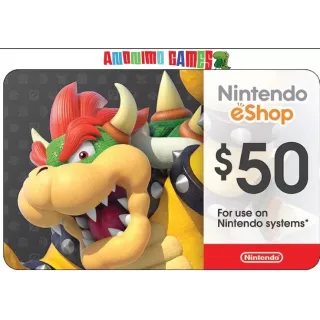 $50.00 USD Nintendo eShop US ONLY ASAP