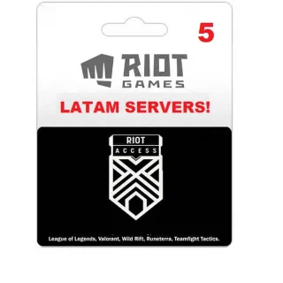 $5.00 USD Riot Points RIOT ACCESS 5 USD | Latam America SERVERS LATAM ONLY