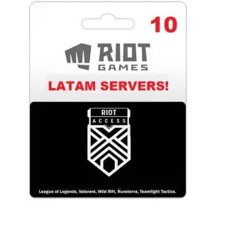 $10.00 USD Riot Points  RIOT ACCESS 10 USD | Latam America SERVERS LATAM ONLY