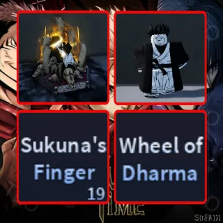 GODLY SUKUNA + THE STRONGEST IN HISTORY (SKIN) + 19 SUKUNA FINGER + WHEEL OF DHARMA 