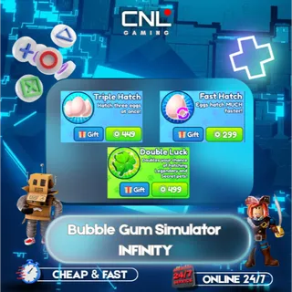 Bubble Gum Simulator INFINITY > Triple Hatch + Fast Hatch + Double Luck  [1477R] 