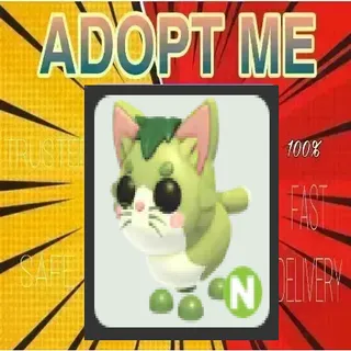 Neon matcha cat