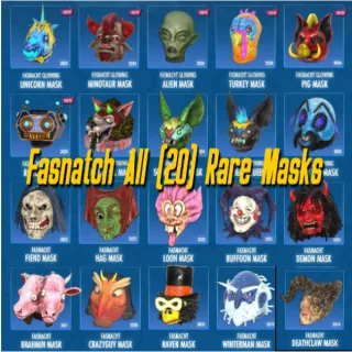 ⭐Fasnatch All (20) Rare Masks [PC]⭐