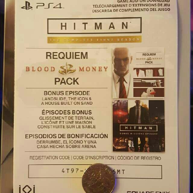 Hitman Download Code DLC The Blood Money Pack PS4 Playstation 4