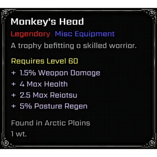 Monkey's Head | LEGENDARY MISC EQUIPMENT - VV: ULTIMATUM| ROBLOX