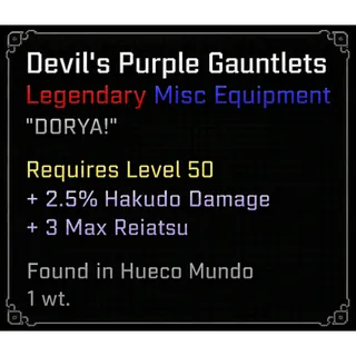 Devils Purple Gauntlets| Legendary EQUIPMENT  - VV: ULTIMATUM| ROBLOX