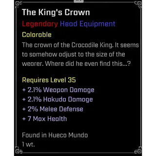 The King's Crown| Legendary EQUIPMENT - VV: ULTIMATUM| ROBLOX