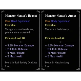 Monster Hunter Armor SET | Rare EQUIPMENT - VV: ULTIMATUM| ROBLOX