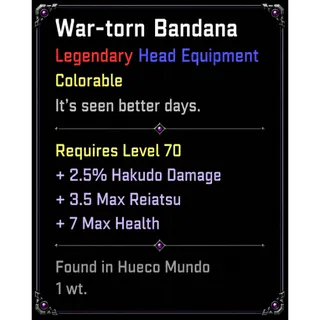 War-Torn Bandana| Legendary EQUIPMENT  - VV: ULTIMATUM| ROBLOX
