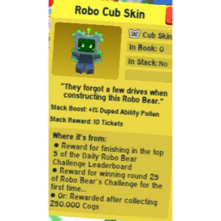 robo cub skin | bee swarm simulator