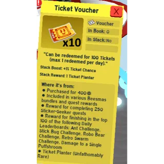 x10 ticket voucher | bee swarm
