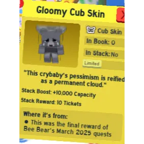 gloomy cub skin | bee swarm simulator