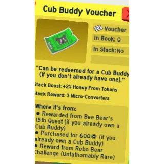cub buddy voucher | bee swarm sim