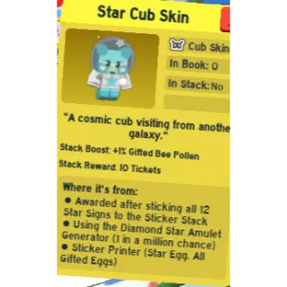 star cub skin | bee swarm simulator