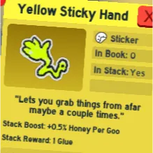 yellow sticky hand | bee swarm simulator