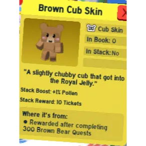 brown cub skin | bee swarm simulator