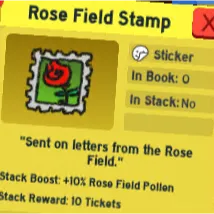 rose field stamp | bee swarm simulator