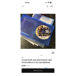 Grand theft auto playstation 5 pre owed sold as is no cancellations