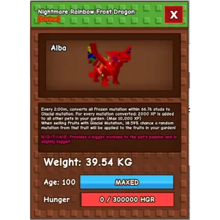 [Grow a Garden] Nightmare RAINBOW HATCHED FROST DRAGON nightmare semuhuge 39kg