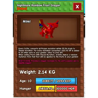 [Grow a Garden] Nightmare RAINBOW HATCHED FROST DRAGON