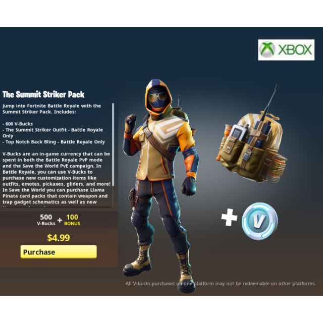 Fortnite Br The Summit Striker Pack Xbox Auto Xbox One - fortnite br the summit striker pack xbox auto