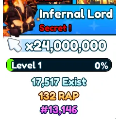 Infernal lord secret pet/Tap sim