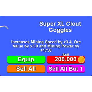 Roblox Mining Simulator Clout Goggles