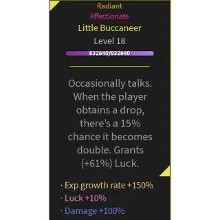 2 Stars Little Buccaneer Lootify (Roblox) Radiant + Affectionate 