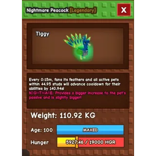 NIGHTMARE PEACOCK (110kg)(15sec)