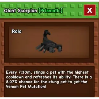 GIANT SCORPION DLC PET GROW A GARDEN