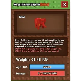RAINBOW HATCHED ELEPHANT (61kg)