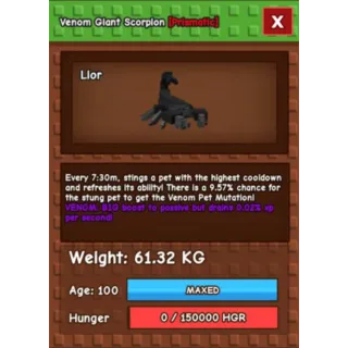 GIANT SCORPION 60-61KG