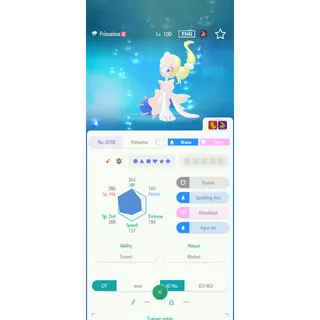 Shiny Primarina （6IV Battle build） – Great for Pokemon Champions - FAST DELIVERY