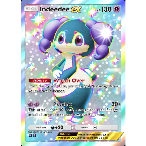 indeedee pokemon card V - 063/060 (063/060) Colorless Psychic (20+) This attack does 20 more damage for each Energy attached to your opponents Active Pokémon. Indeedee V SSR S4a 316/190