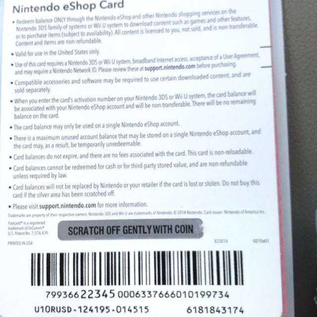 10 dollar nintendo gift card