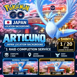 𝗔𝗥𝗧𝗜𝗖𝗨𝗡𝗢 | Japan Kanto Location Background | 1 Raid Per Day | 1/20 Shiny Chance | Pokemon GO