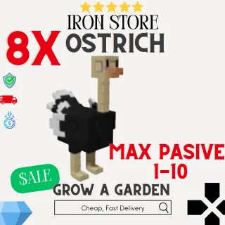 8X Ostrich Max Pasive 1-10 Grow A Garden