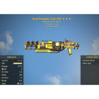 Tesla Rifle Any Mods Quad 25% Weapon Speed - Rapid - Durability